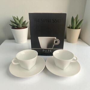 New in Box, Nespresso PURE Collection  Cappuccino Cups and Saucers, Set of 2